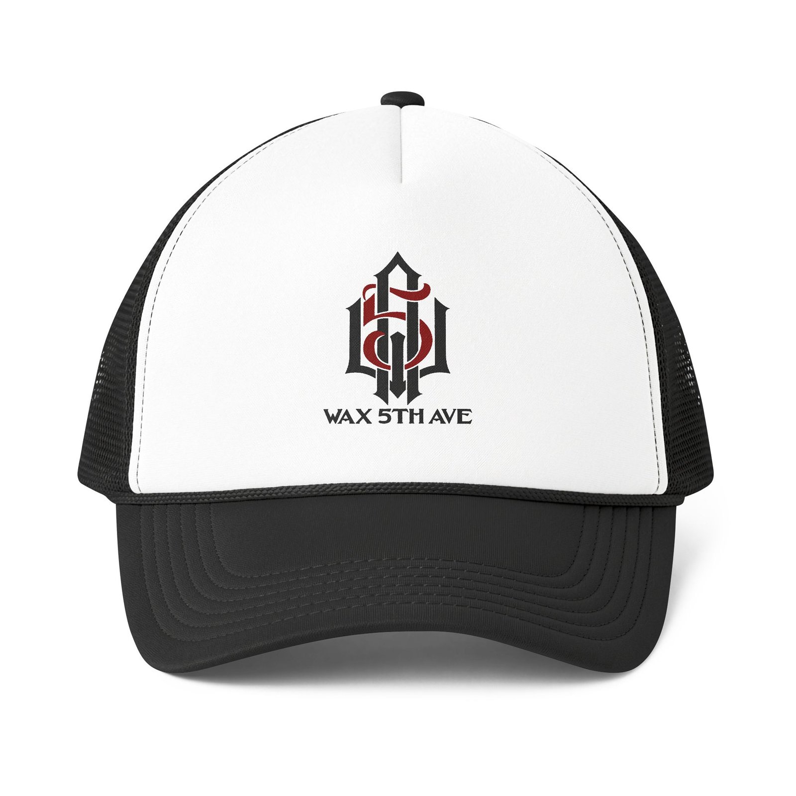 Wax 5th Ave Trucker Cap — Embroidered Logo Foam Mesh-Back Hat
